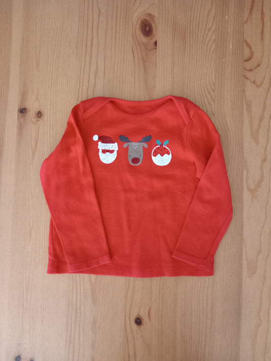 Red Christmas Long Sleeve Top - Unisex 18-24 months - F&F