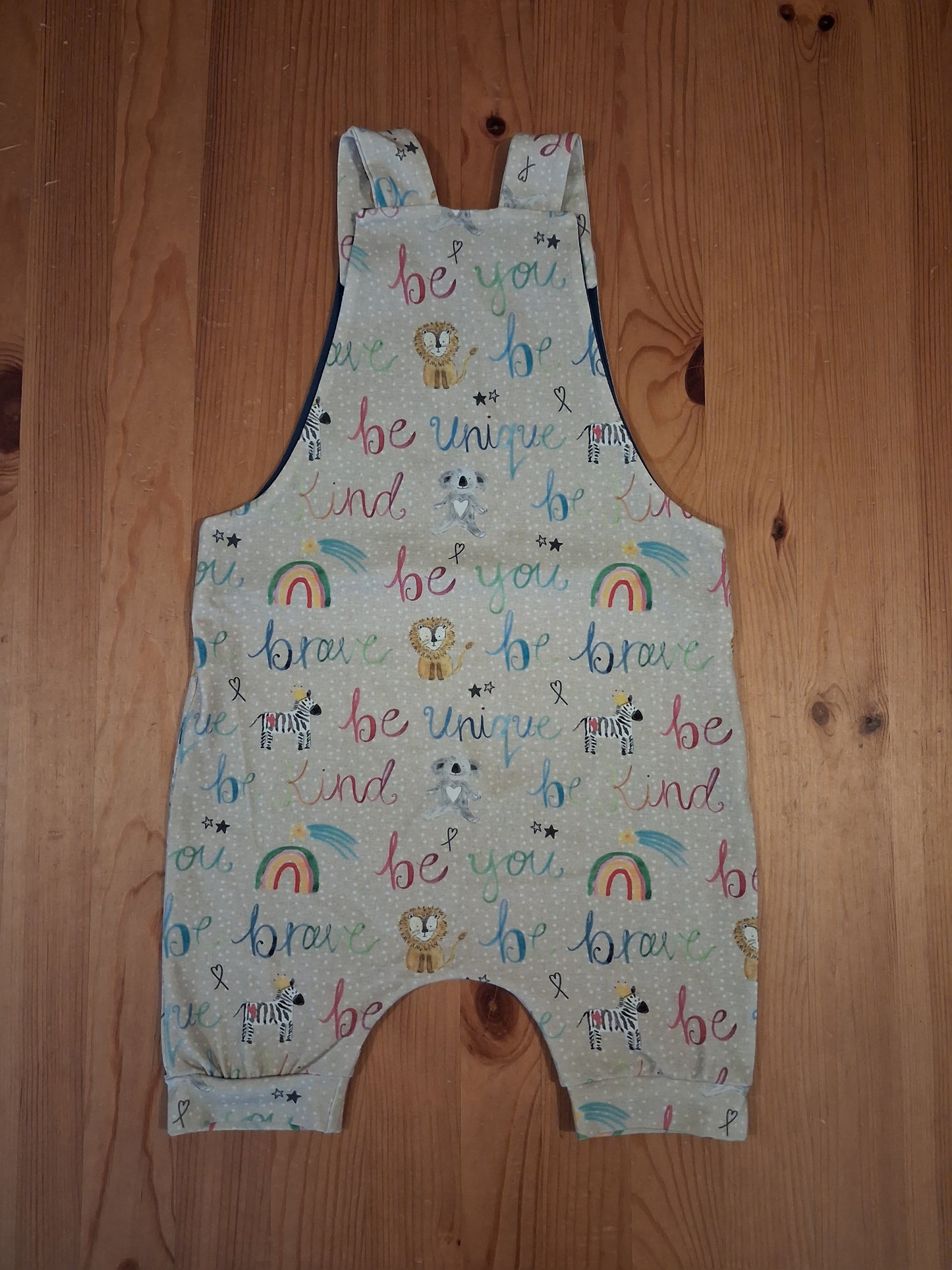 Handmade Affirmations Short Dungarees - Girls 3-4 years - Popsy & Mama