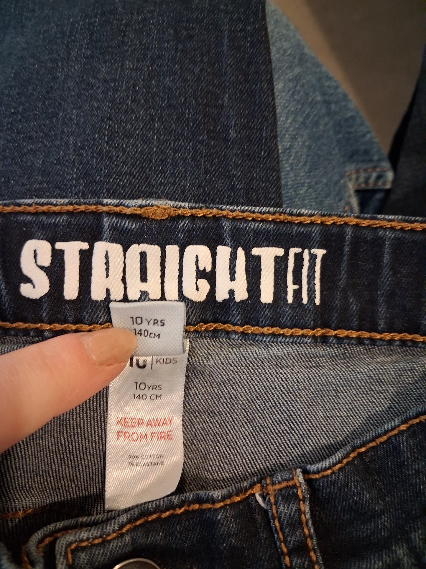 Straight Fit Jeans With Adjustable Waistband - Girls 10 years - TU