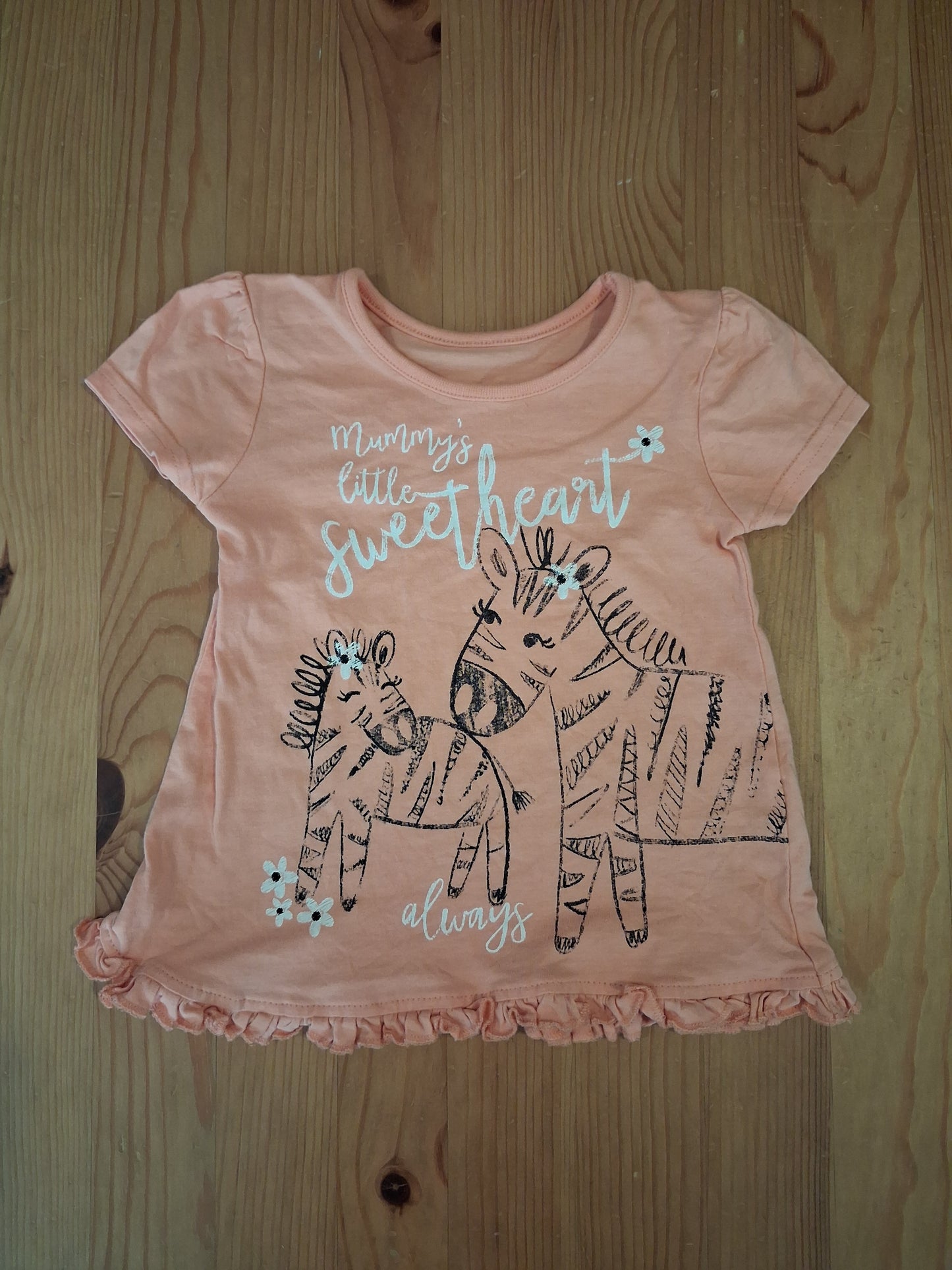 'Mummy's Little Sweetheart' Zebras T-Shirt - Girls 9-12 months - George