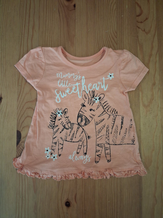 'Mummy's Little Sweetheart' Zebras T-Shirt - Girls 9-12 months - George