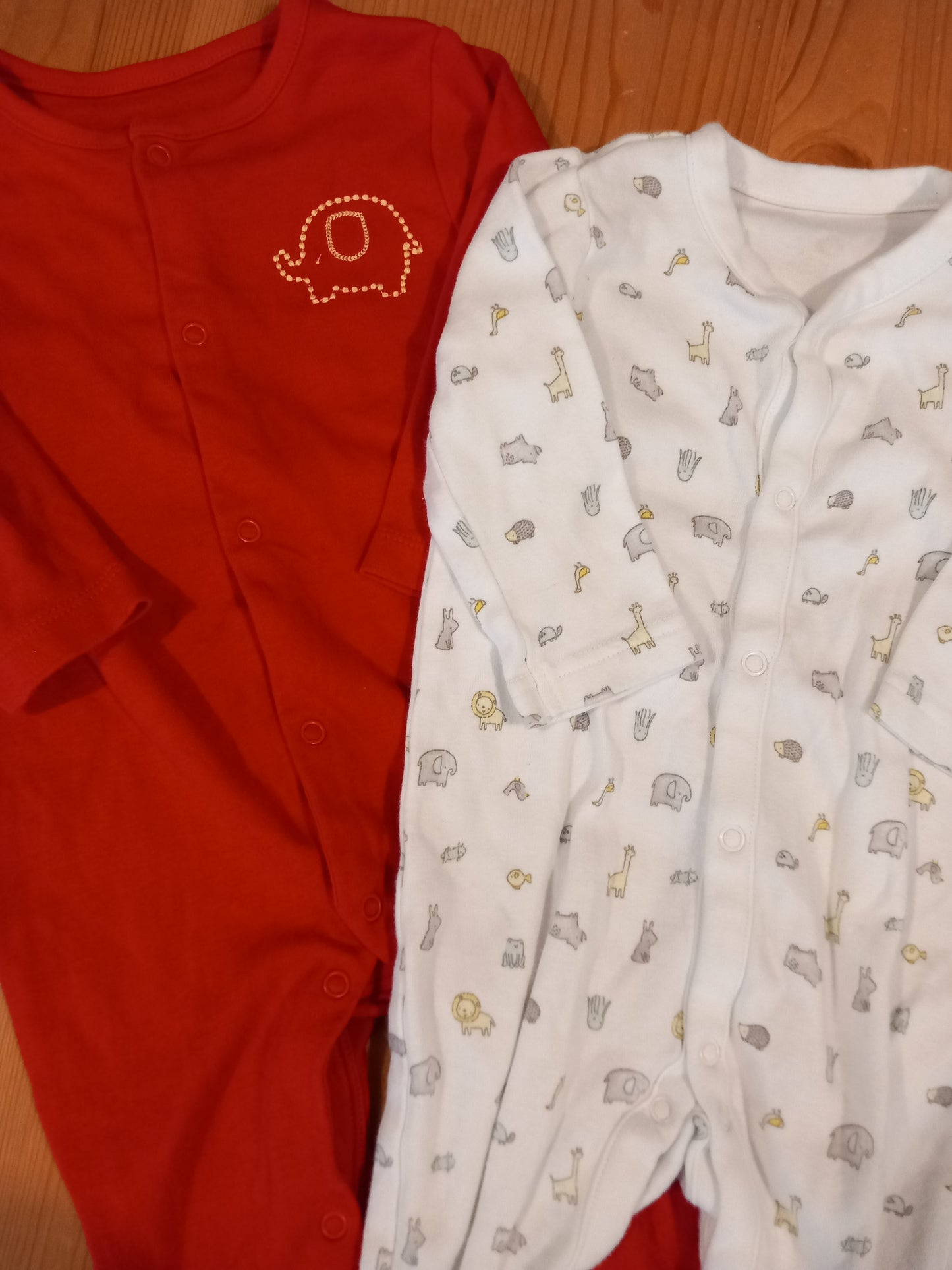 3 x Elephants Sleepsuits - Unisex 6-9 months - Mothercare