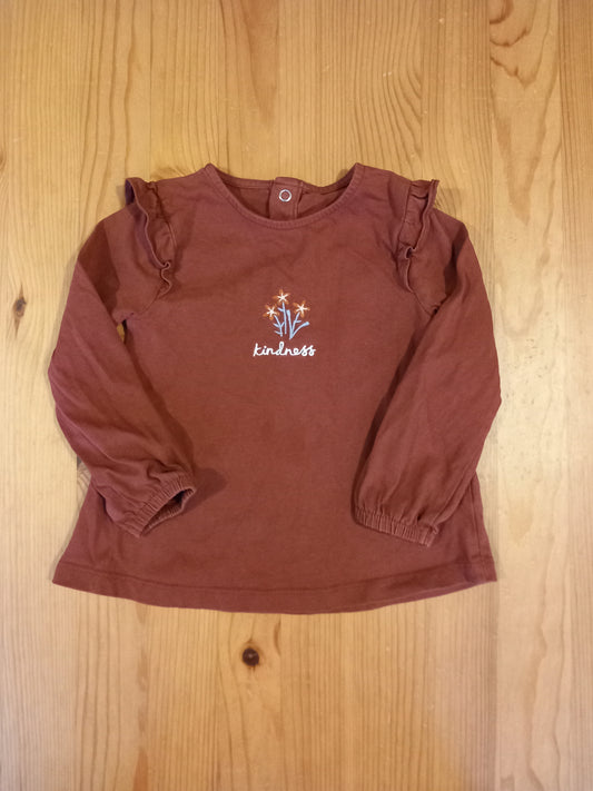 'Kindness' Long Sleeve Top With Feature Sleeves - Girls 9-12 months - TU