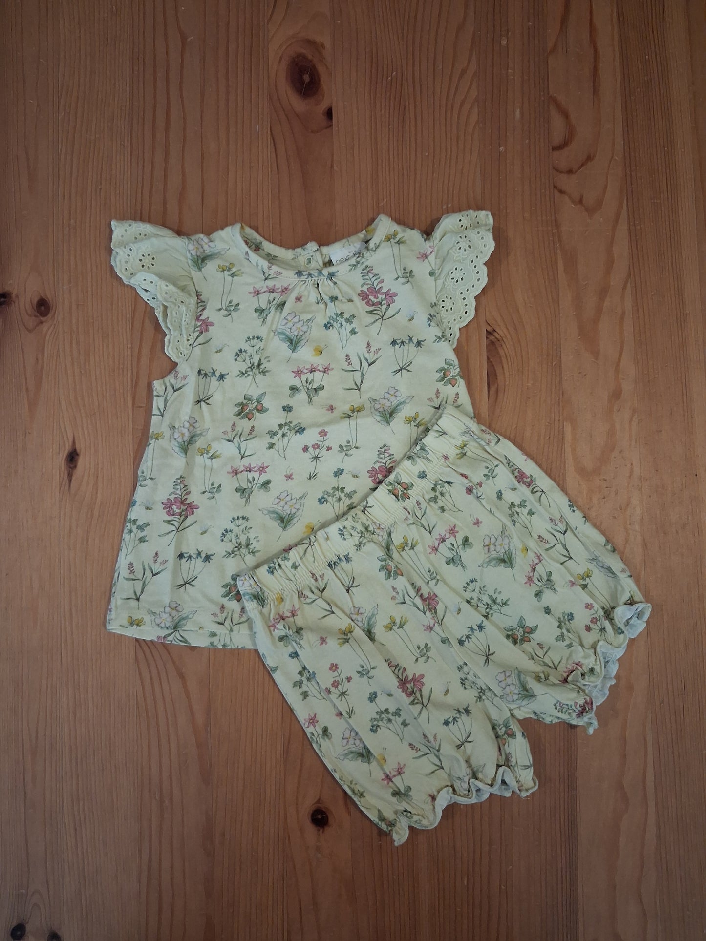 Light Yellow Flowers, Butterflies & Bees Shorts & T-shirt Set - Girls 6-9 months - Next