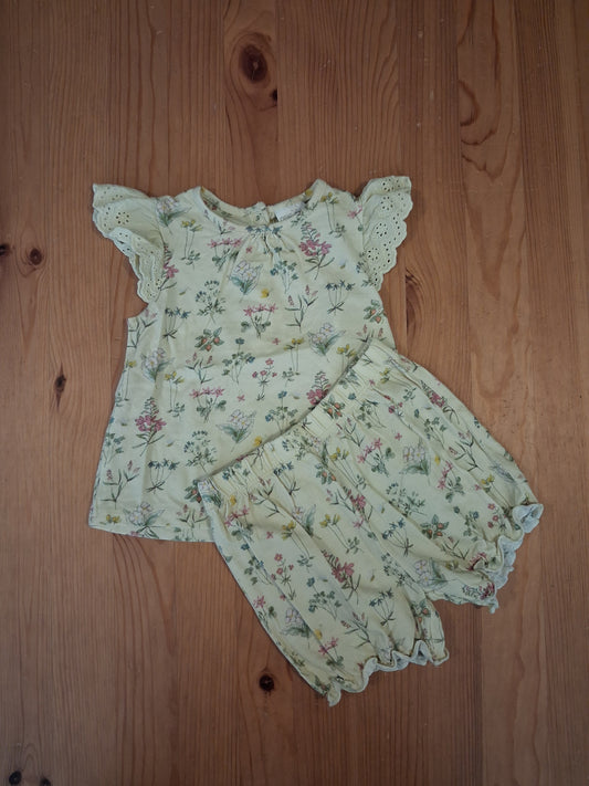 Light Yellow Flowers, Butterflies & Bees Shorts & T-shirt Set - Girls 6-9 months - Next