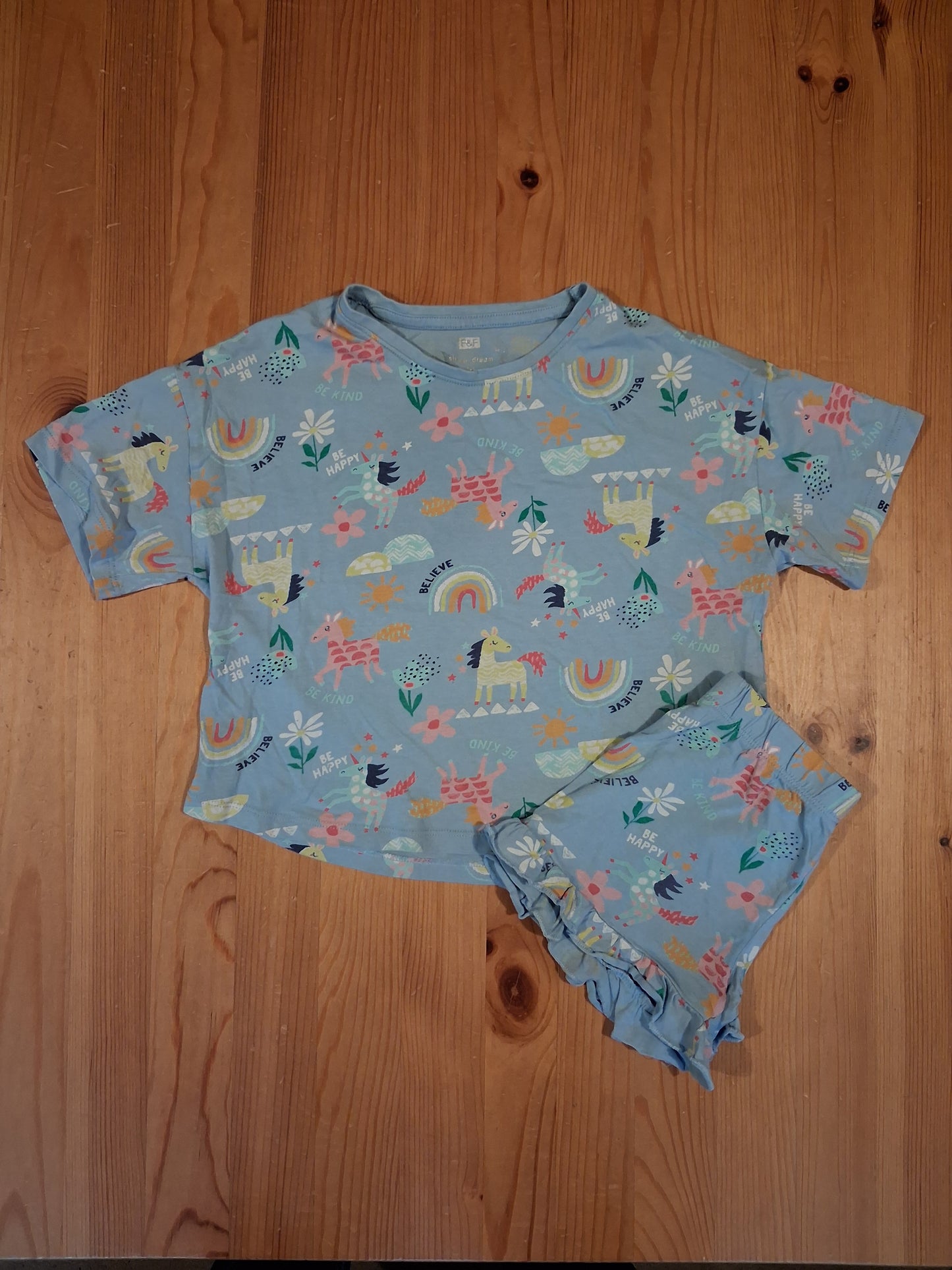 Rainbows Short Sleeve Pyjamas With Oversized Top - Girls 4-5 years - F&F