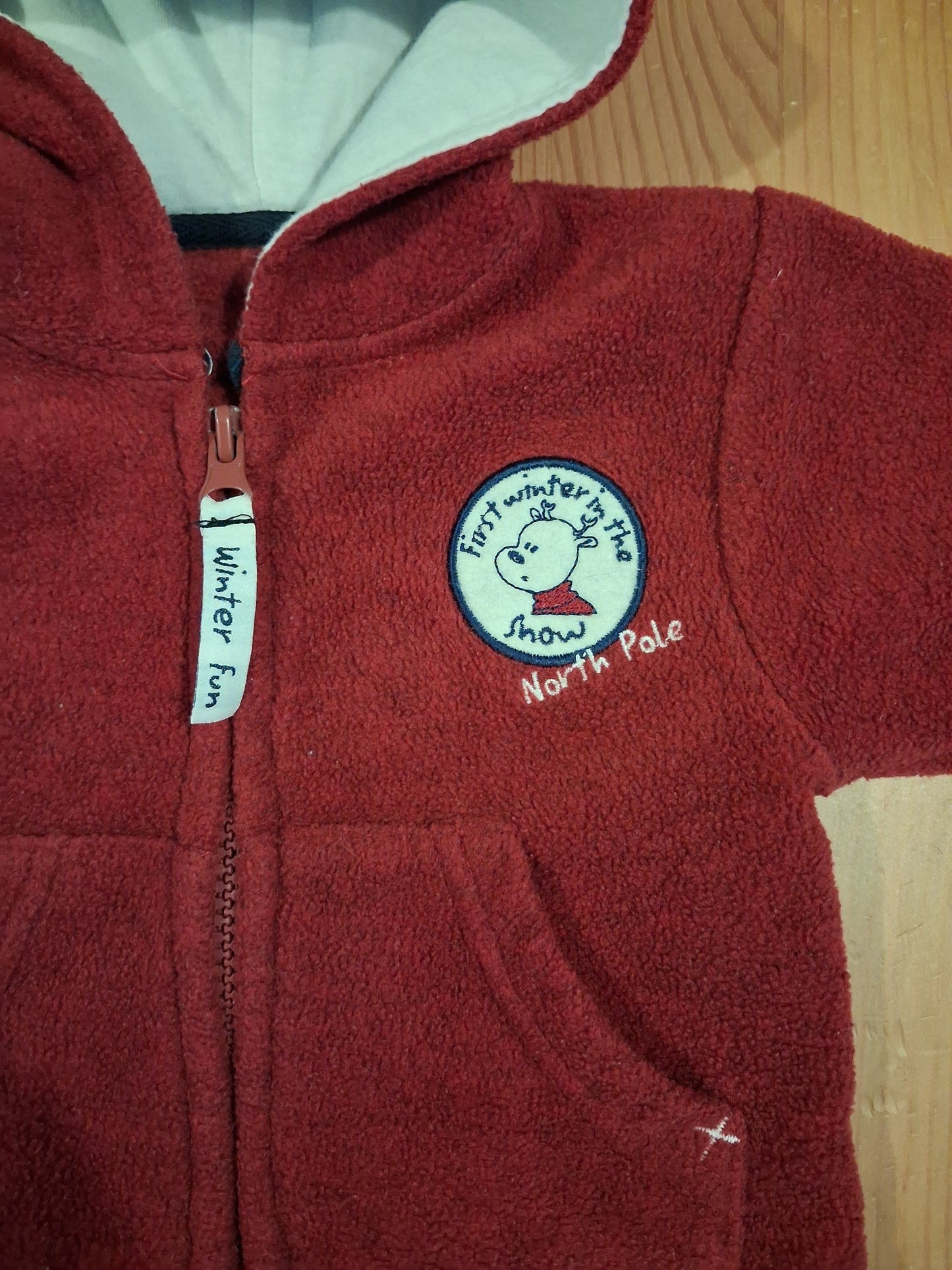 Dark Red 'Winter Fun' Fleece Hoodie - Boys 3-6 months - St Bernard For Dunnes Stores