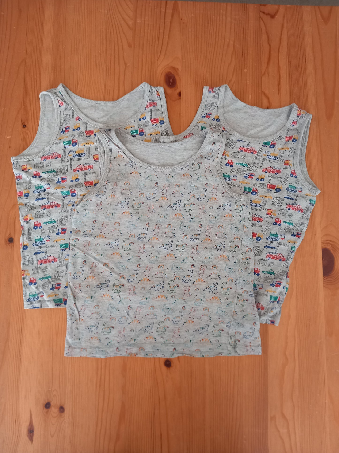 3 x Vests (Vehicles & Dinosaurs) - Boys 9-10 years - George