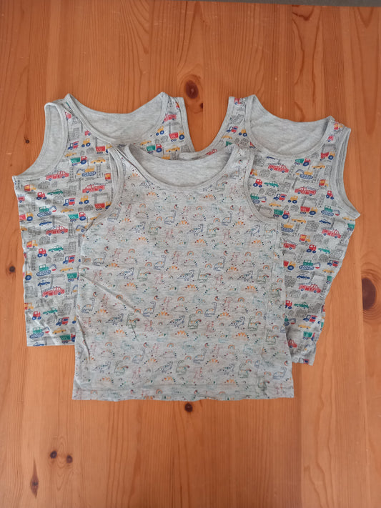 3 x Vests (Vehicles & Dinosaurs) - Boys 9-10 years - George