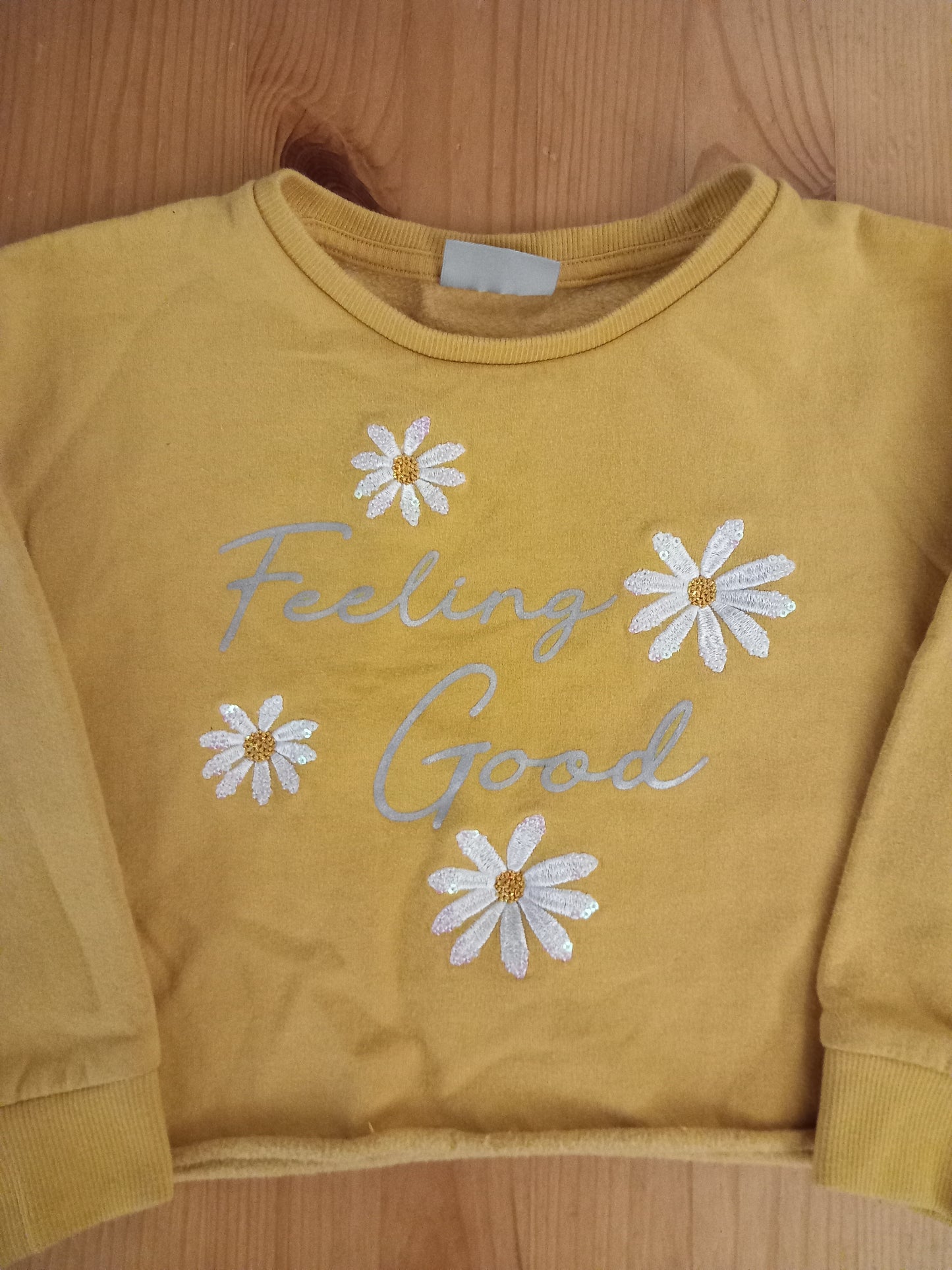'Feeling Good' Short/Cropped Lightweight Sweatshirt - Girls 6 years - Matalan
