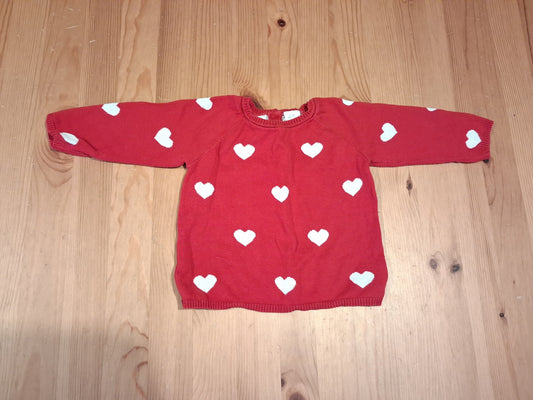 Red Hearts Lightweight Jumper - Girls 6-9 months - H&M