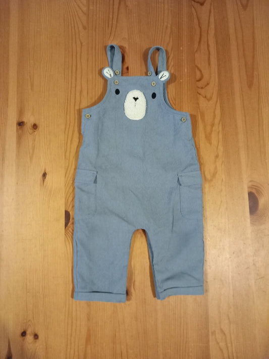 Light Blue Fine Corduroy Teddy Dungarees - Boys 6-9 months - TU