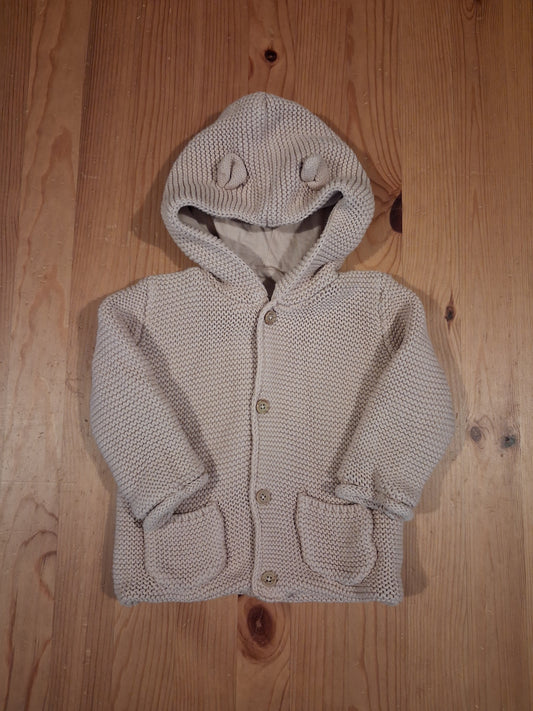 Light Pink Lined Knitted Style Hooded Cardigan With Ears - Girls 6-9 months - George