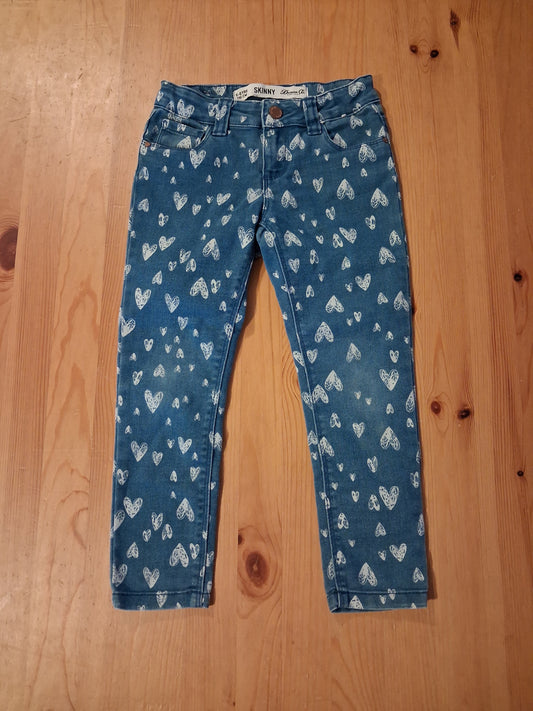 Hearts Skinny Jeans With Adjustable Waistband - Girls 5-6 years - Denim Co