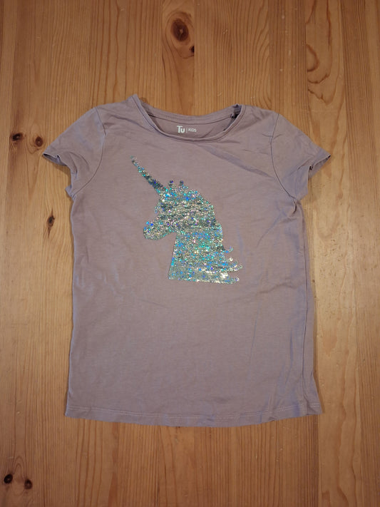 Light Purple Flip Sequin Unicorn T-Shirt - Girls 7 years - TU