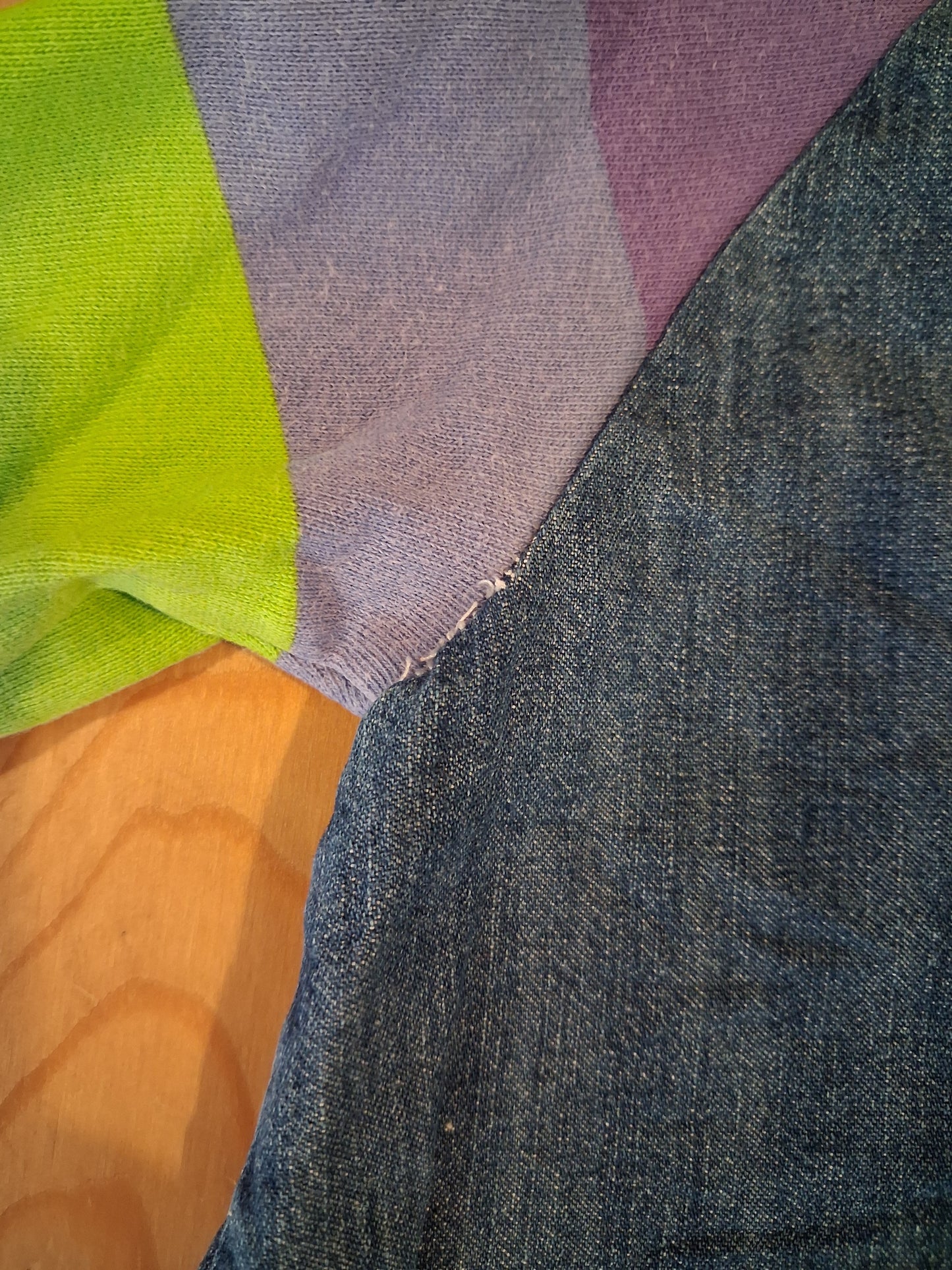 Denim Dress With Colourful Striped Sleeves - Girls 12-18 months - Next