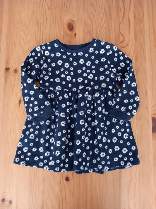 Navy Long Sleeve Flowers Dress - Girls 2-3 years - F&F