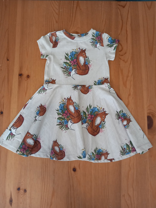 Handmade Fox Short Sleeve Dress - Girls 3-4 years - Little Stitch & Me