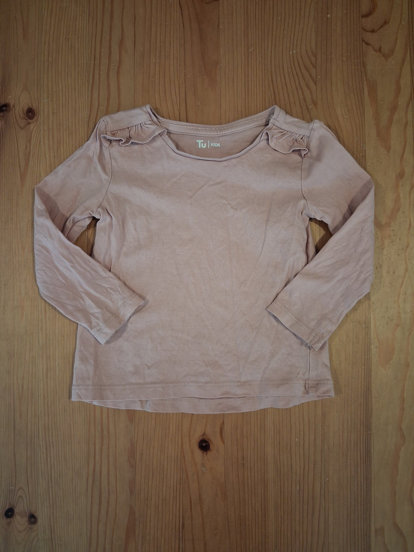 Light Pink Ruffle Long Sleeve Top - Girls 12-18 months - TU