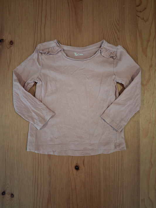 Light Pink Ruffle Long Sleeve Top - Girls 12-18 months - TU