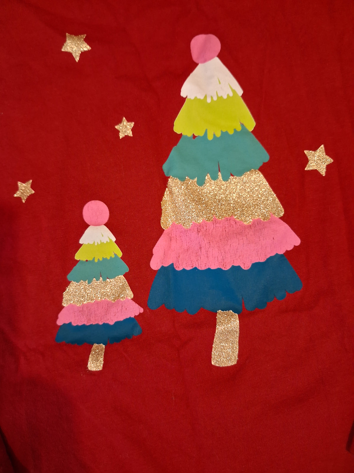 Red Glittery Christmas Tree Top - Girls 6-7 years - M&S