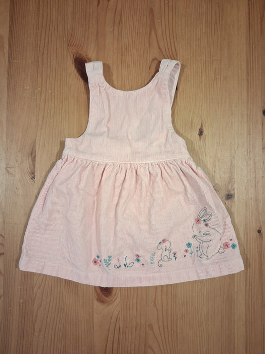 Pink Corduroy Mouse & Rabbit Pinafore Dress - Girls 6-9 months - Mini Club