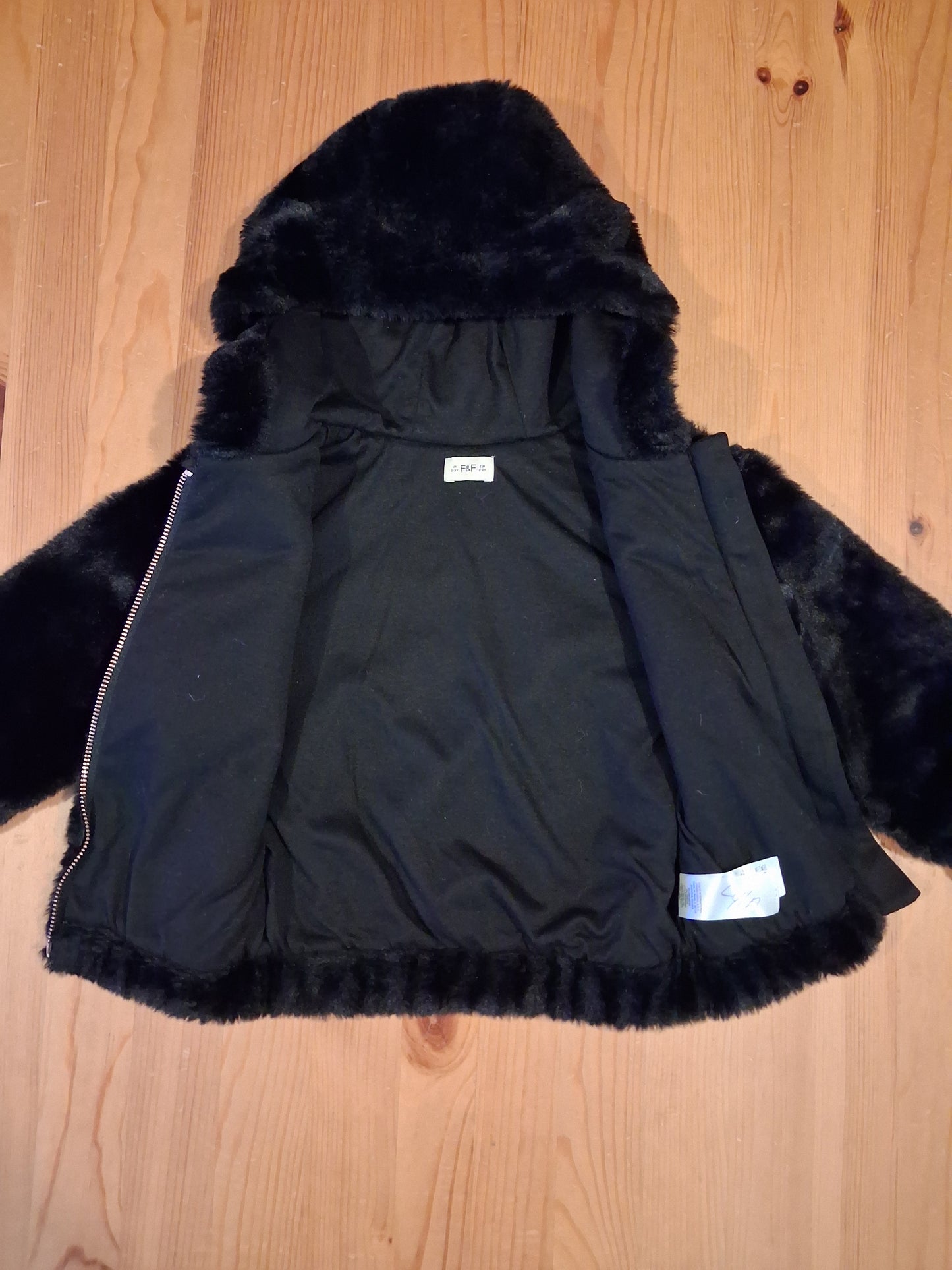Black Furry Jacket - Girls 2-3 years - F&F