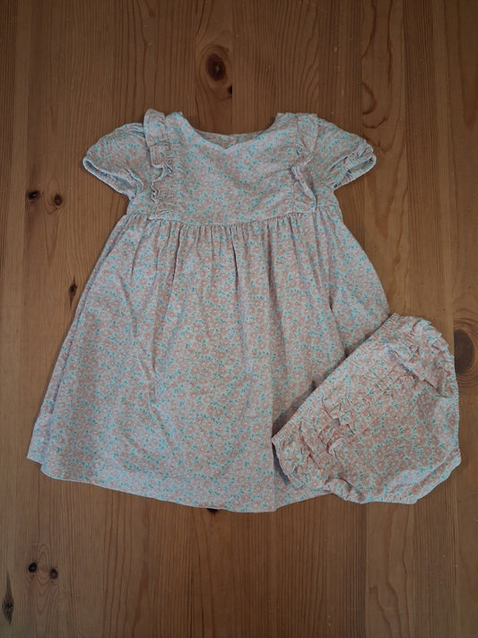 Floral Fine Corduroy Lined Dress With Matching Knickers - Girls 12-18 months - John Lewis