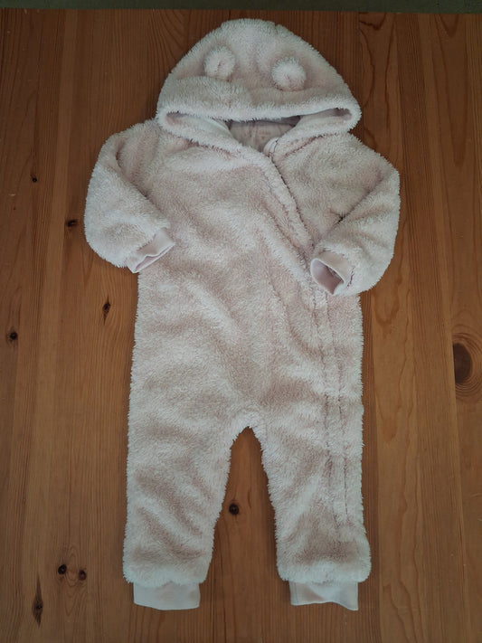 Light Pink Furry Pramsuit - Girls 12-18 months - F&F
