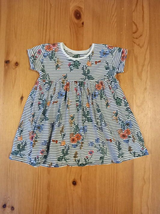 Striped Floral Short Sleeve Dress - Girls 9-12 months - Next