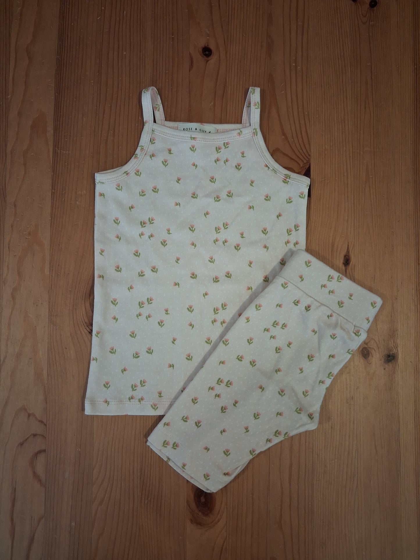 Light Pink Floral Sleeveless Top & Cycling Shorts Set - Girls 3-4 years - Rose & Guy
