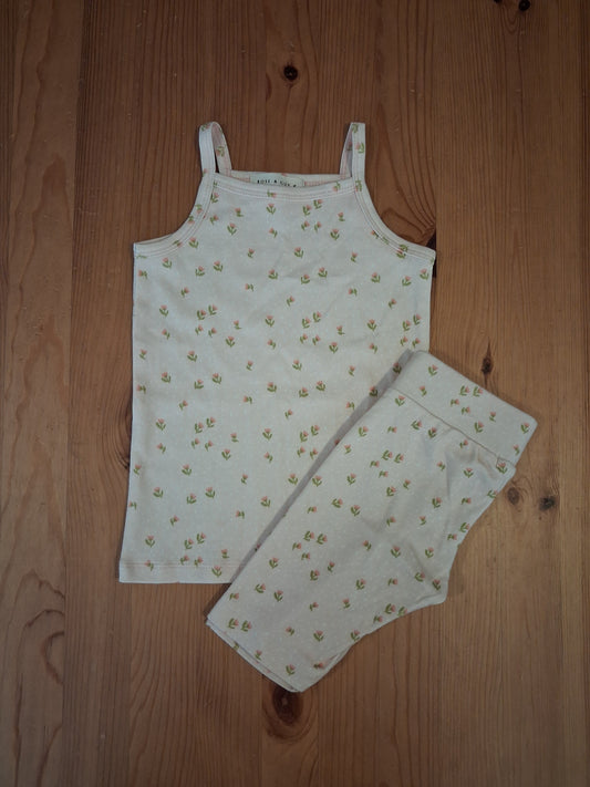 Light Pink Floral Sleeveless Top & Cycling Shorts Set - Girls 3-4 years - Rose & Guy