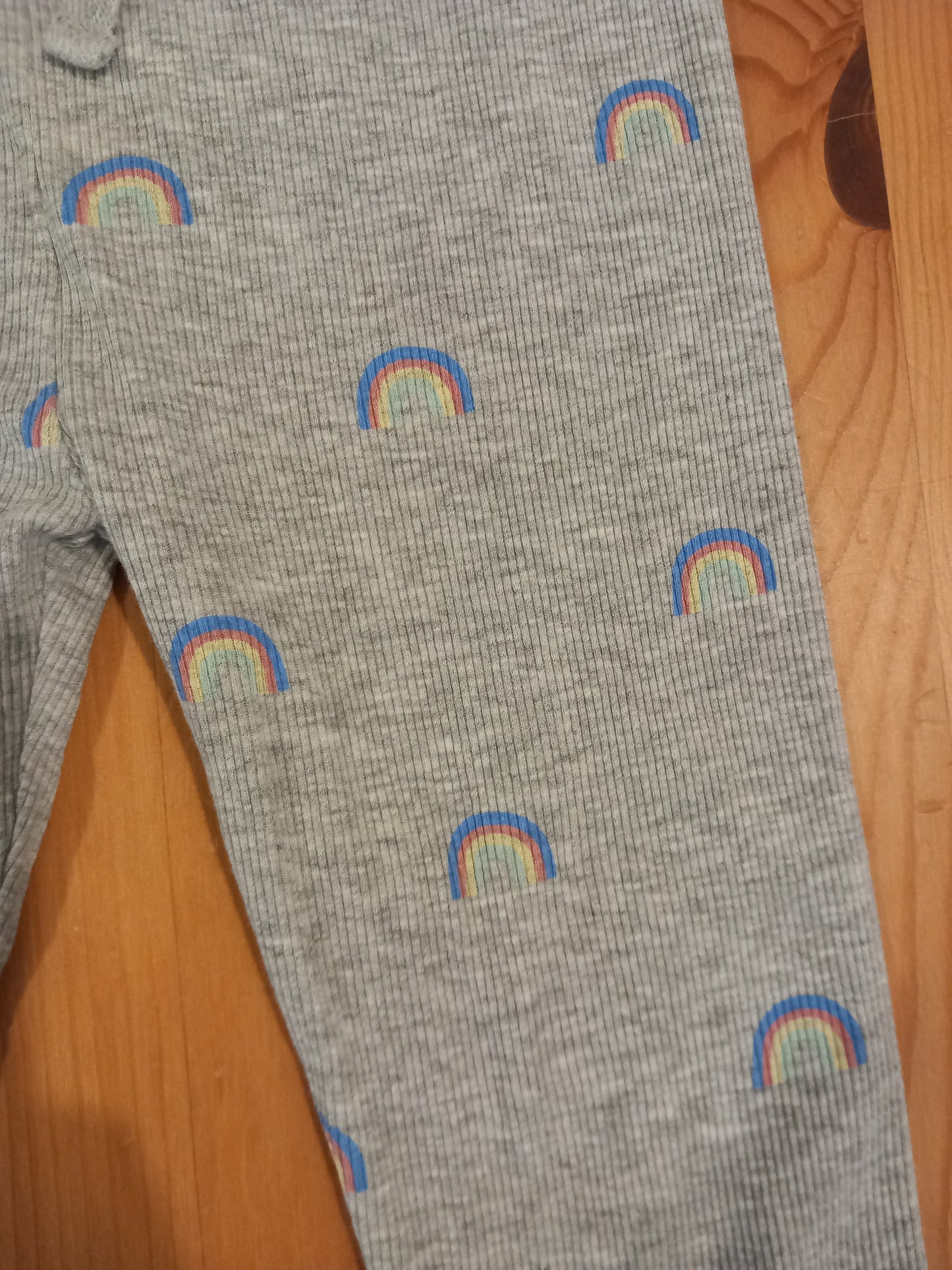 Grey Ribbed Rainbows Leggings - Girls 4-5 years - TU