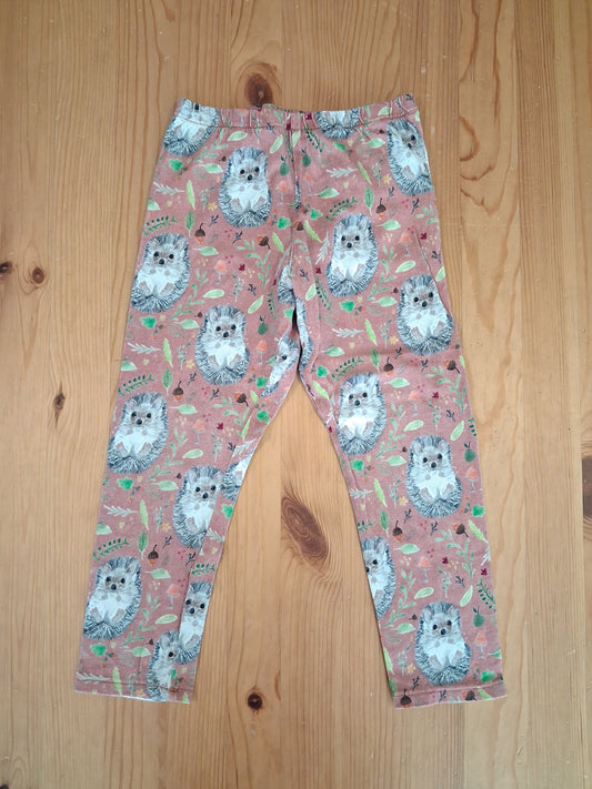 Handmade Hedgehogs & Nature Leggings - Girls 4-5 years - Button & Loop Handmade