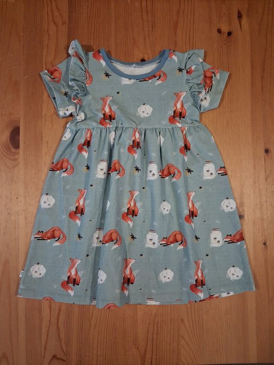 Handmade Foxes & Fireflies Dress With Feature Sleeves - Girls 5-6 years - Little Gingers