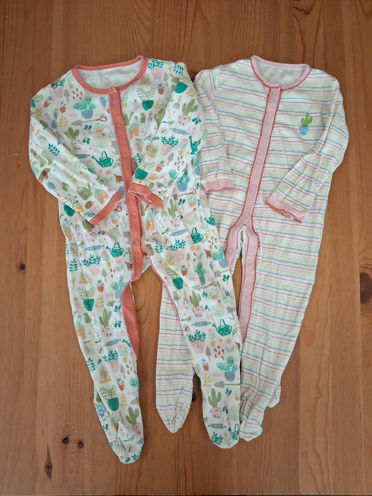 2 x Garden Sleepsuits - Girls 12-18 months - Waitrose