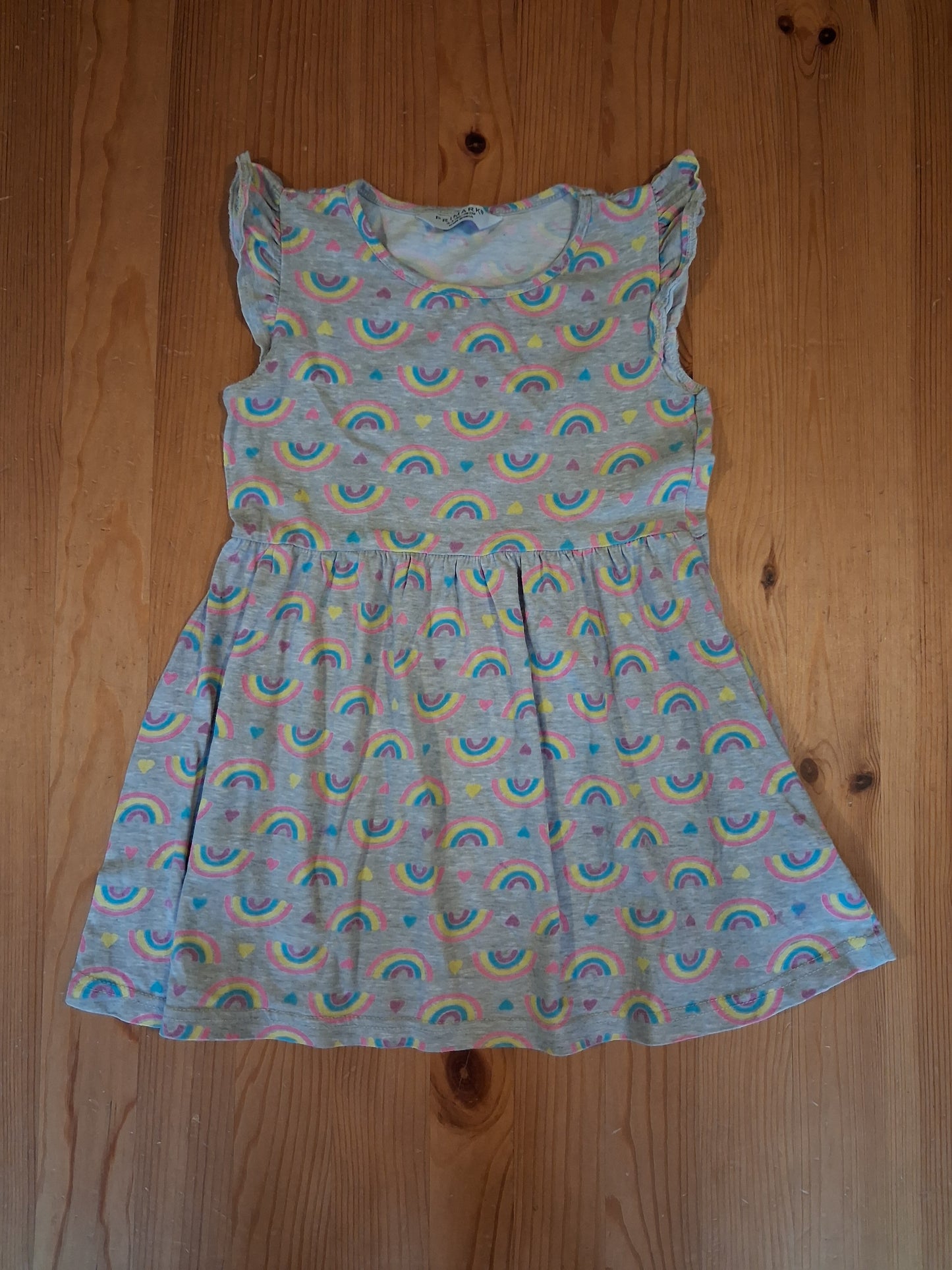 Light Grey Rainbows & Hearts Dress - Girls 4-5 years - Primark