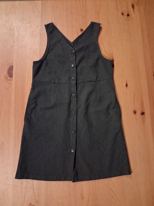 Grey Buttoned Pinafore Dress With Pockets - Girls 7 years - Next