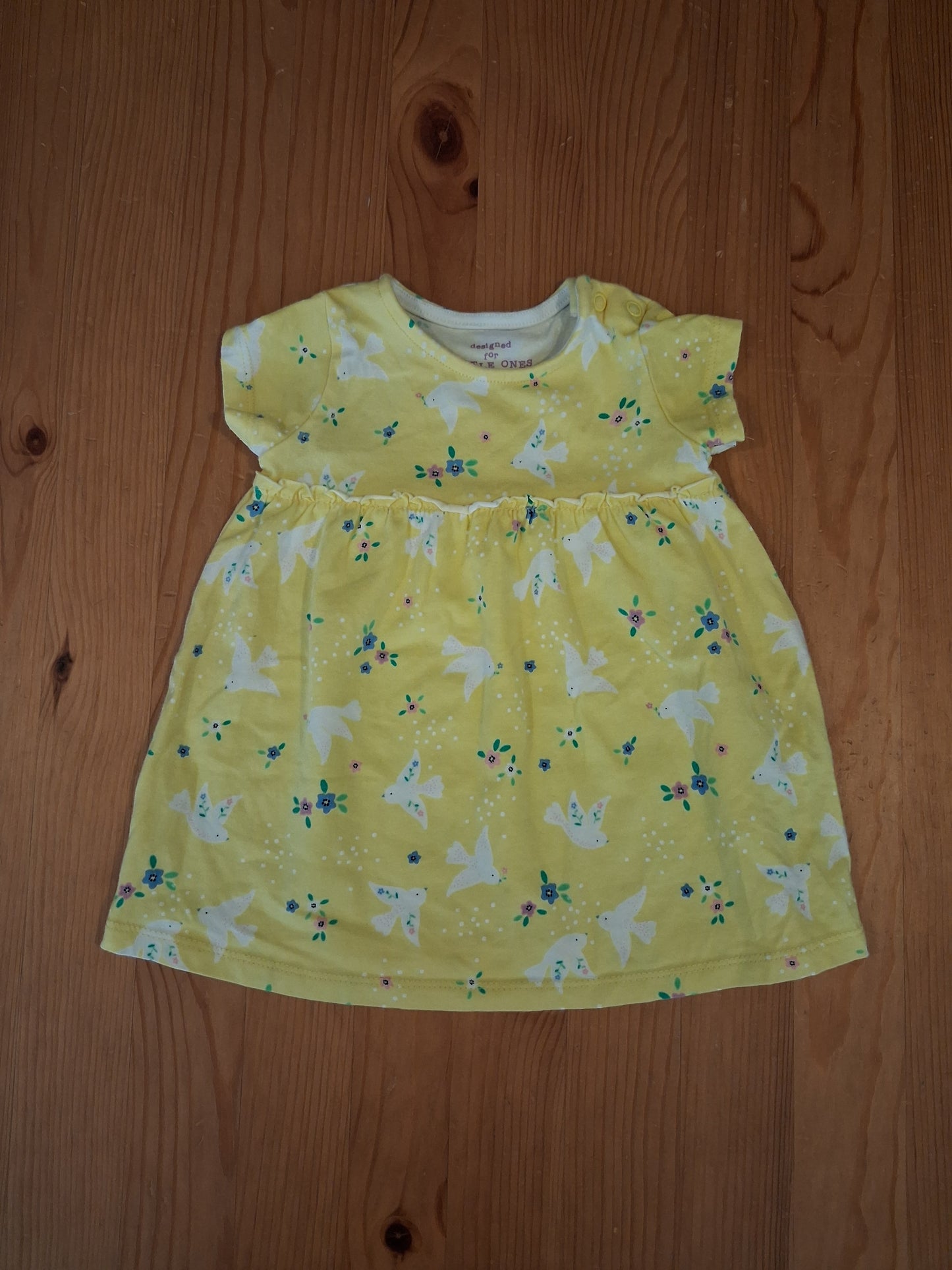 2 x Short Sleeve Dresses (Flowers & Birds) - Girls 3-6 months - F&F