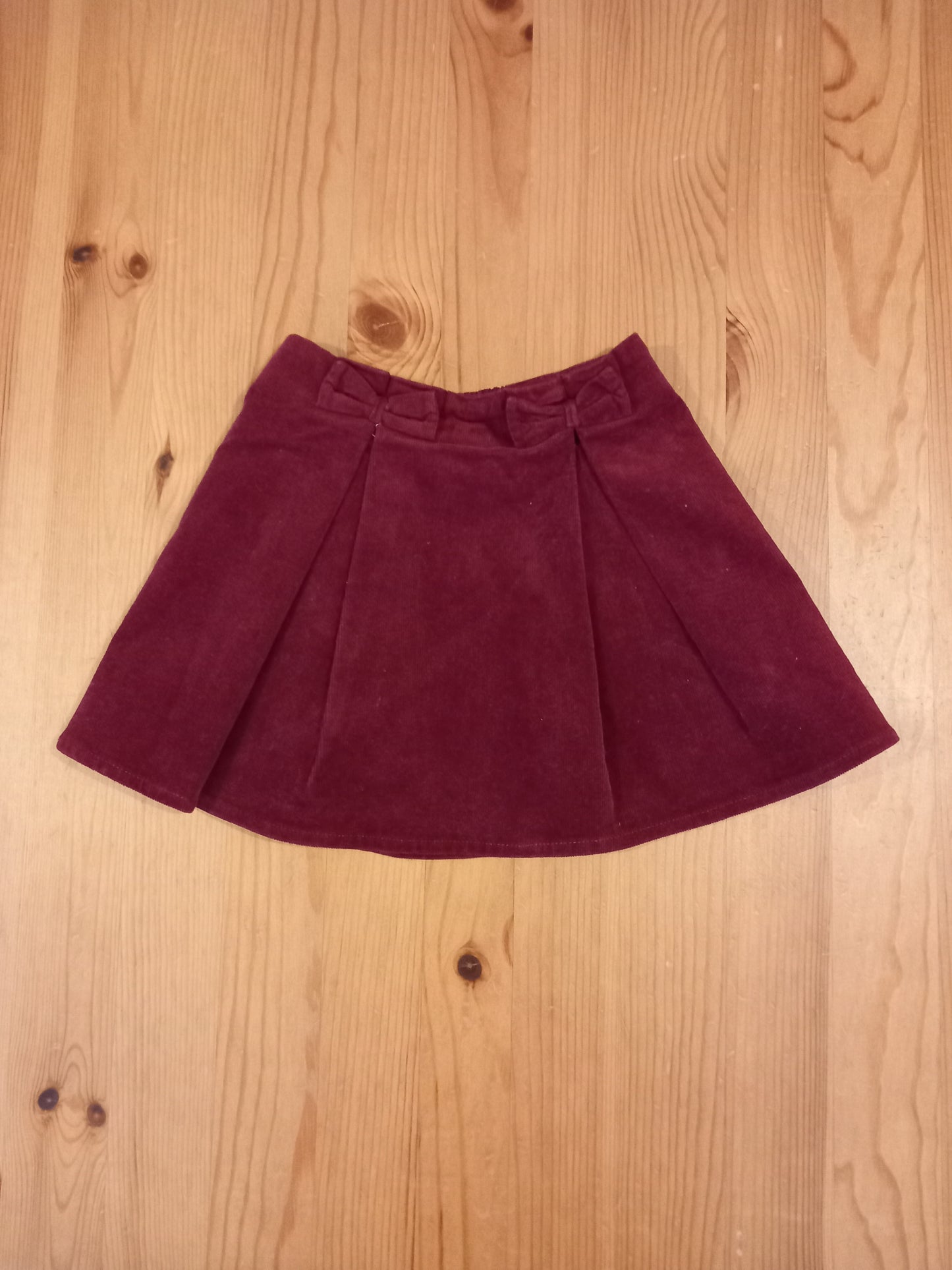 Lined Fine Corduroy Bows Skirt With Elasticated Waistband - Girls 2-3 years - Nutmeg