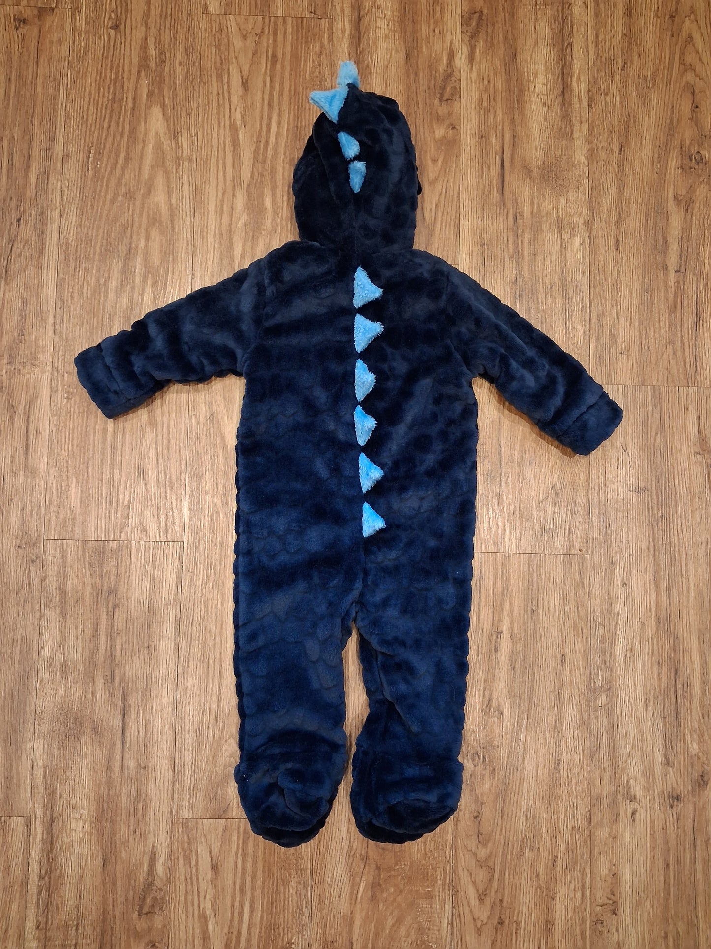 Navy Furry Pramsuit With Dinosaur Spikes - Boys 6-9 months - F&F