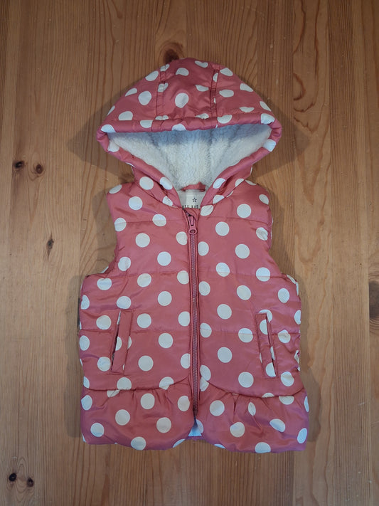 Pink Spotty Fleece Lined Gilet - Girls 12-18 months - Matalan