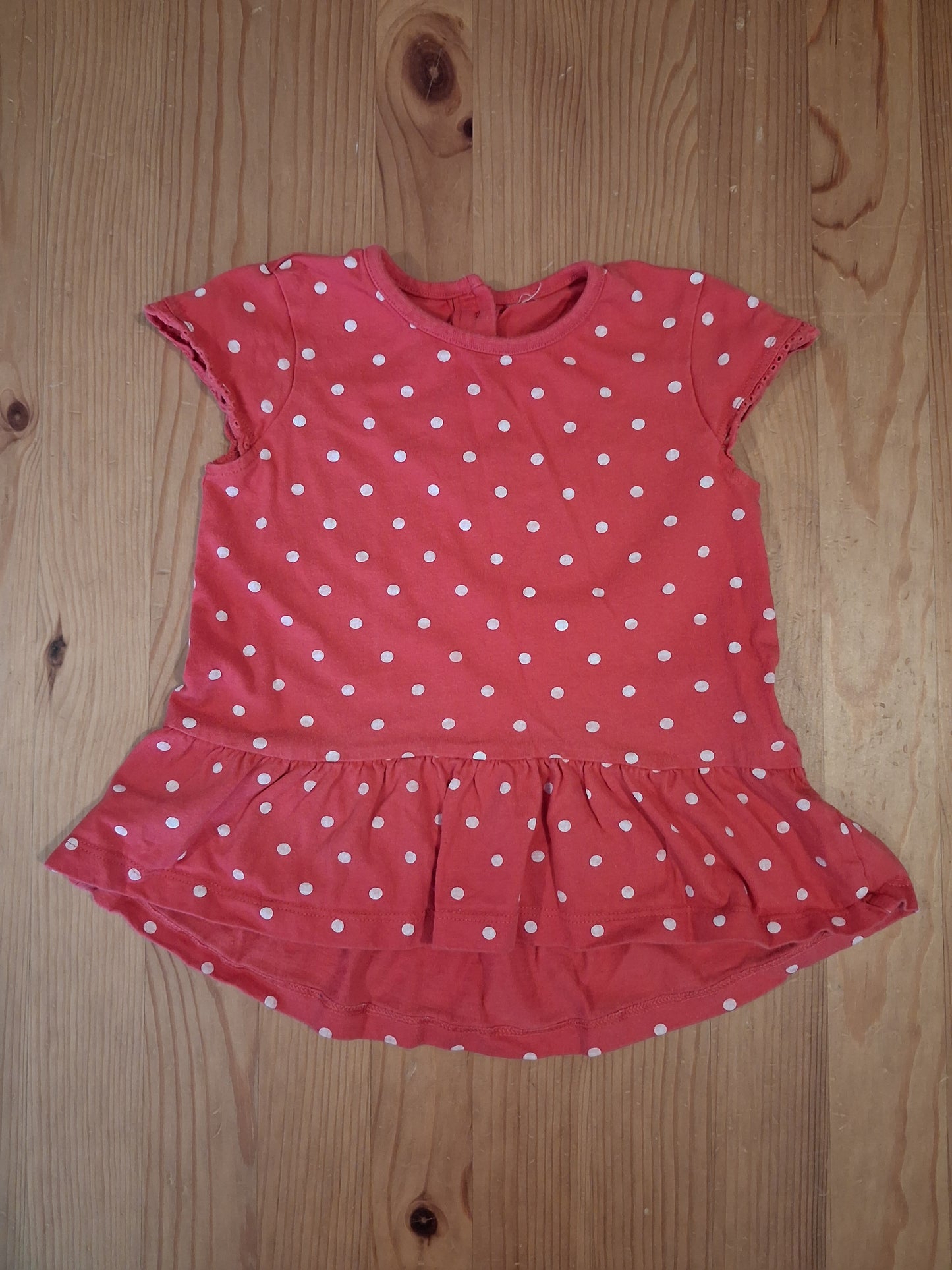 Pink Spotty Short Sleeve Top -Girls 12-18 months - F&F