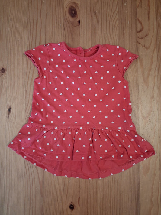 Pink Spotty Short Sleeve Top -Girls 12-18 months - F&F