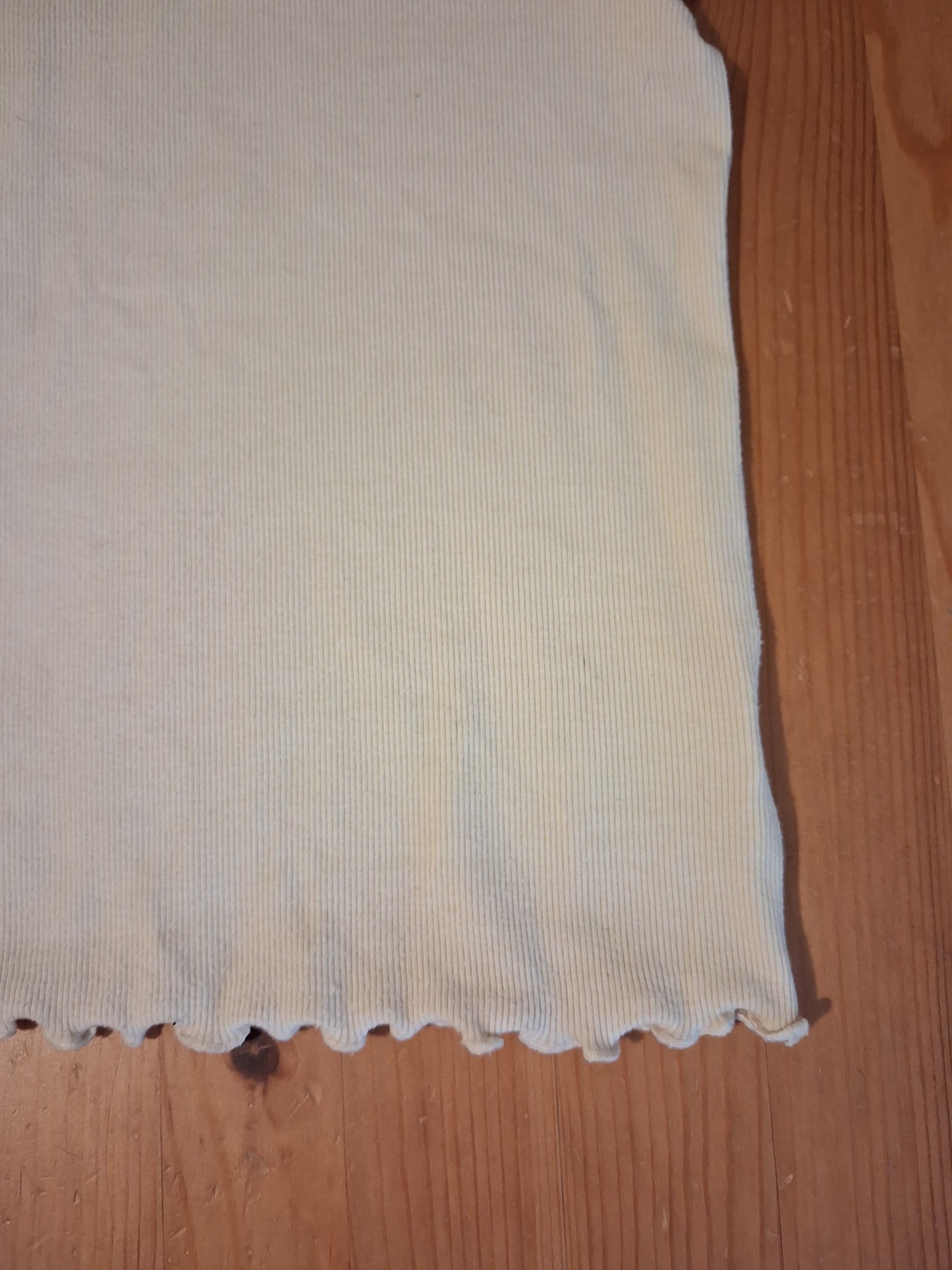 Beige Ribbed T-Shirt With Feature Sleeves & Hem - Girls 6-7 years - TU