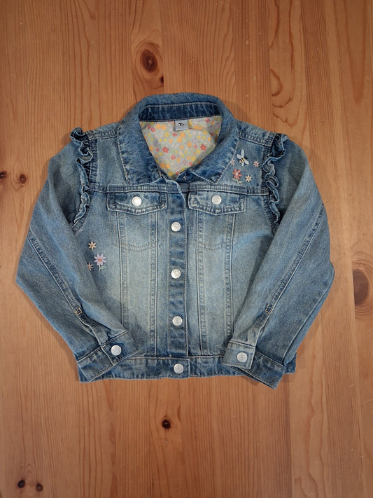 Distressed Look Denim Jacket With Pictures - Girls 6-7 years - TU