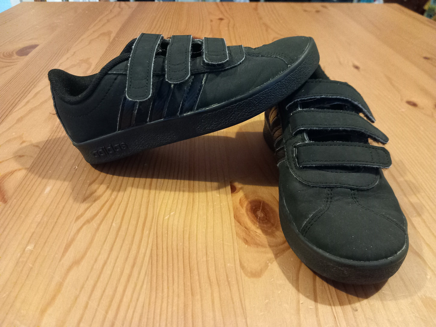 Black Adidas Velcro Trainers - Boys Junior Size 12 - Adidas