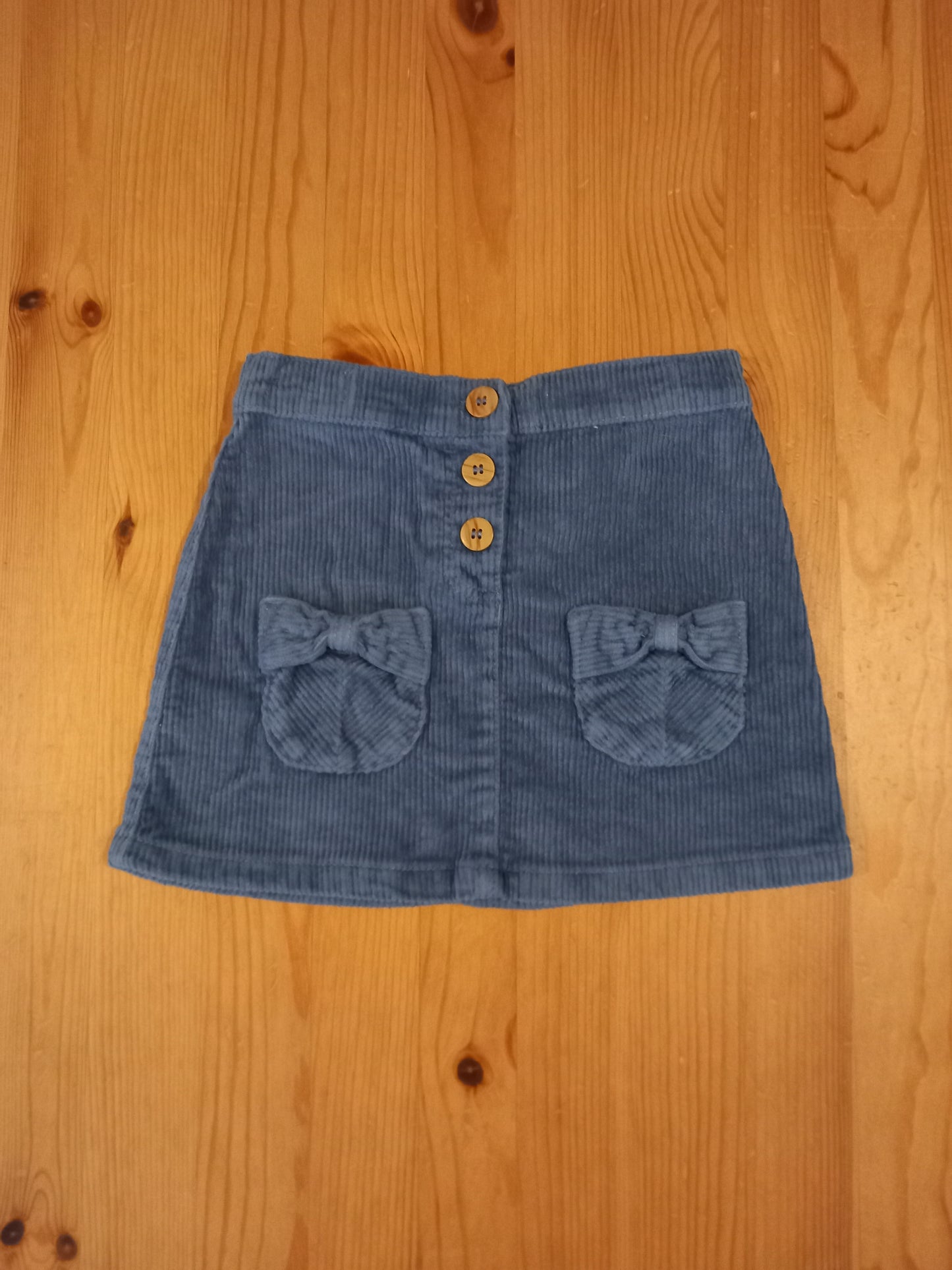 Blue Bow Pockets Corduroy Skirt With Adjustable Waistband - Girls 2-3 years - TU