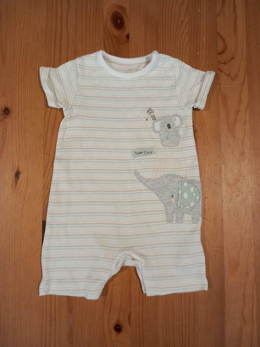 Striped 'Team Tiny' Short Sleeve Romper - Unisex 3-6 months - Mothercare