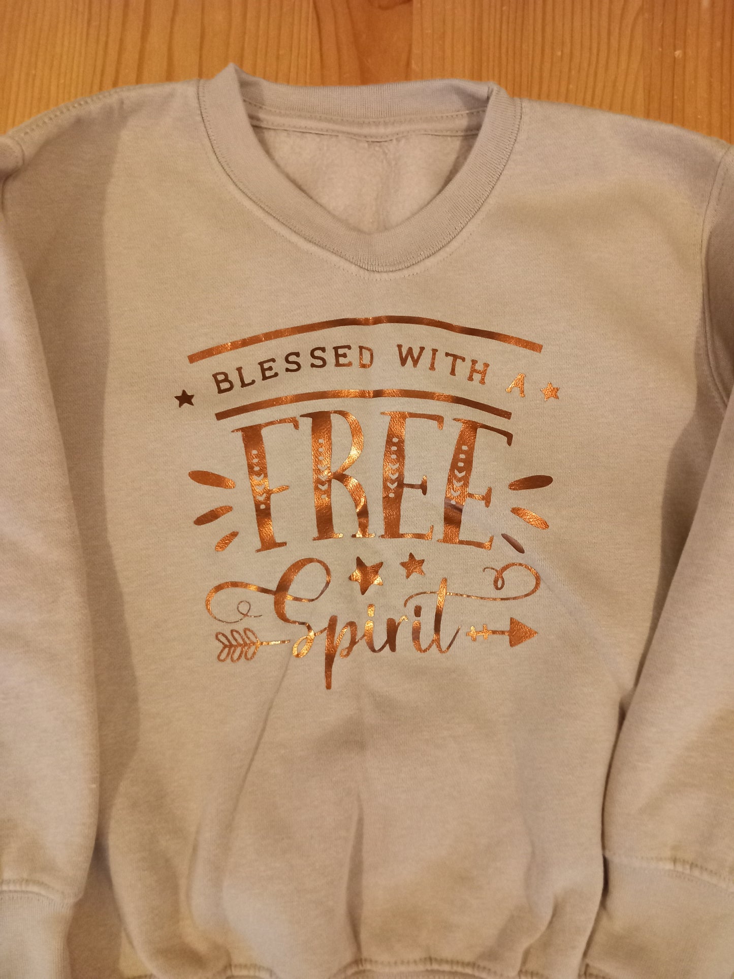 Beige 'Blessed With A Free Spirit' Sweatshirt - Unisex 4-5 years - Brand unknown